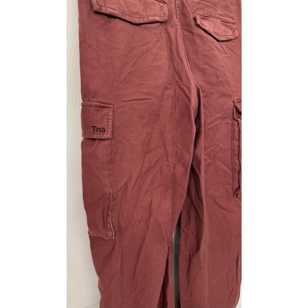 Artiza TNA cargo size 4 burgundy pants high rise ankle joggers cotton maroon - Picture 8 of 9